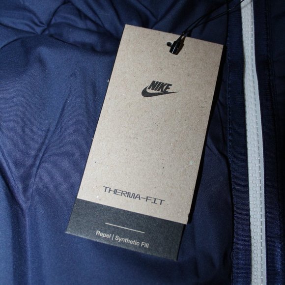 NWT NIKE MEN'S THERMA FULL ZIP WINTER HOODED JACKET NAVY BLUE - Picture 6 of 7